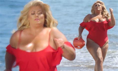 gemma collins picture exclusive towie star does her best baywatch impression as she parades her