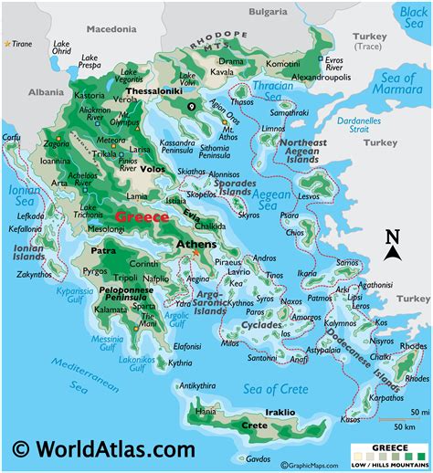 greece maps including outline  topographical maps worldatlascom