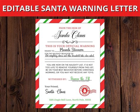 editable santa warning letter naughty list warning instant