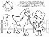 Cowgirl Coloring Pages Cowboy Horse Printable Birthday Kids Party Personalized Activity Getcolorings Print Barbie Etsy Color Favor Sold sketch template