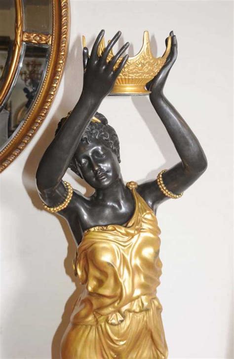 pair xl french bronze female figurines statues blackamoors