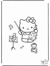 Hello Coloring Pages Kitty Music Funnycoloring Advertisement sketch template