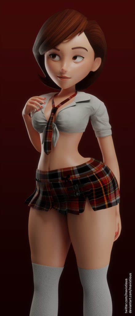 Schoolgirl Helen Parr ~ The Incredibles Rule 34 Fan Art By