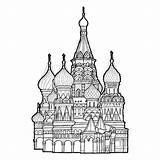 Moskou Vierkant Kathedraal Basilicum Getrokken Rusland Tekening sketch template