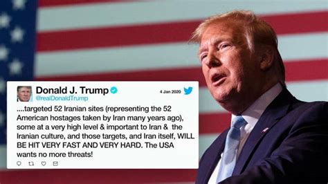 president trump tweets iran will be hit very fast and very hard if