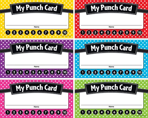 polka dots punch cards tcr teacher created resources