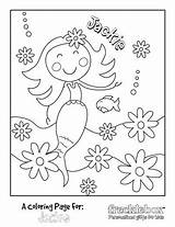Coloring Pages Frecklebox Mermaid Printable Birthday Name Custom Party Generator Word Color Made Personalized Char Parties Her Will Mermaids Getcolorings sketch template