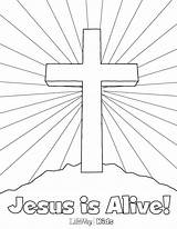 Coloring Jesus Pages Alive Easter Cross Risen He Holy Kids Bible Preschool Color Sheets Religious Sunday School Catholic Printable Resurrection sketch template