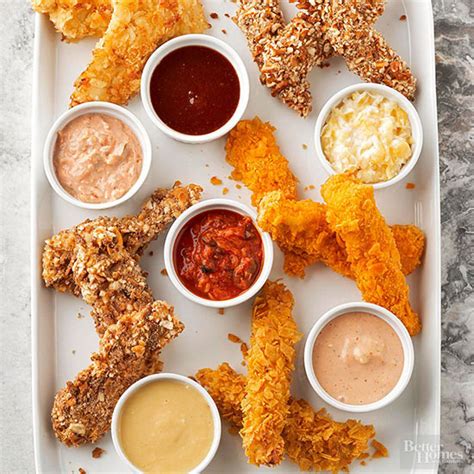 mix and match baked chicken fingers and dipping sauces better homes and gardens