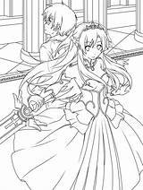 Sword Online Coloring Pages Kirito Asuna Wedding Lineart Deviantart Anime Comments Color Getdrawings Getcolorings Printable Appealing sketch template