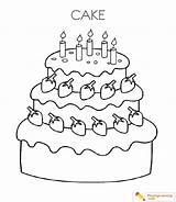 Cake Coloring Birthday Pages Sheet Kids sketch template