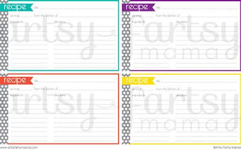 printable recipe cards artsy fartsy mama