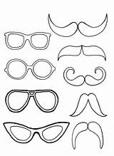 Coloring Mustache Eyeglasses sketch template