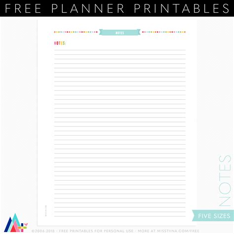 notes planner page printable  tiina