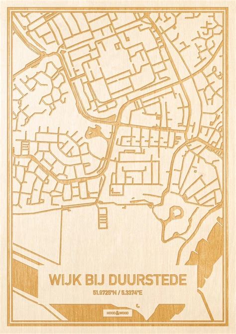 kaart wijk bij duurstede gegraveerde stadskaart hoodwood hout  bolcom