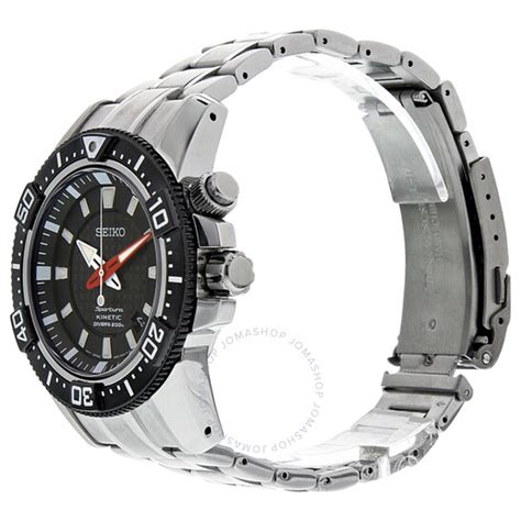 seiko kinetic dive black dial stainless steel mens  ska  watches diver