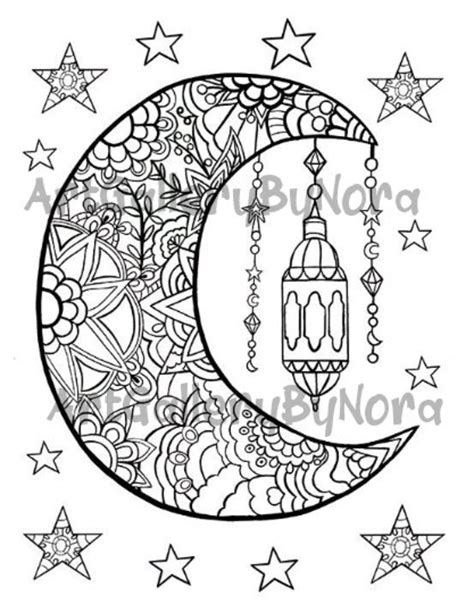 moon printable adult coloring page coloring pages  adults etsy