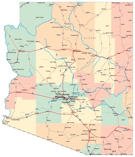 detailed road map  arizona  cities arizona detailed road map