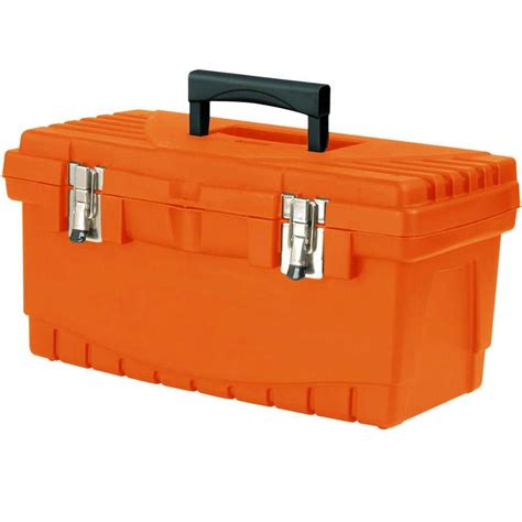 The Home Depot 19 In Plastic Tool Box With Metal Latches And Removable