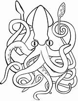 Squid Coloring Giant Drawing Kids Pages Octopus Printable Categories Paper sketch template