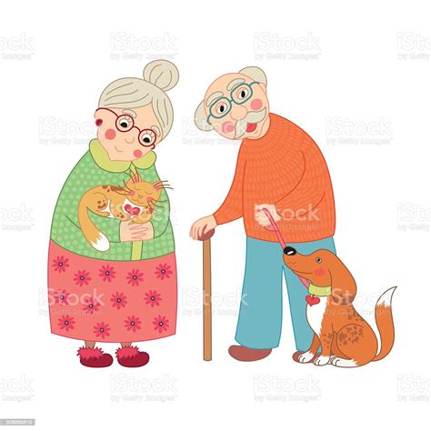 cute darling grandmother and grandfather granny grandpa stock vector
