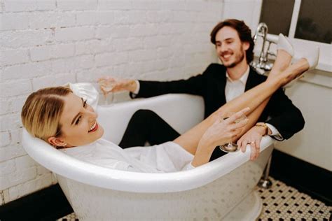 New Years Eve Celebration Bride And Groom In A Bathtub Couple