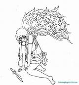 Angel Devil Anime Drawing Coloring Pages Getdrawings Silhouette sketch template