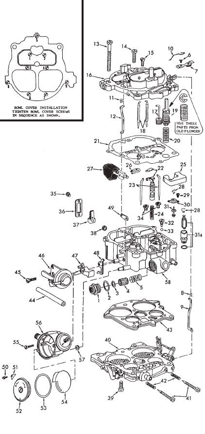 rochester quadrajet  barrel carburetor diagram