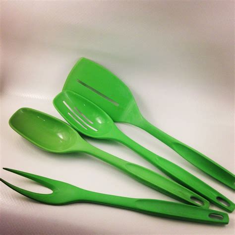 vintage foley lime green plastic cooking utensils  kitchenreruns