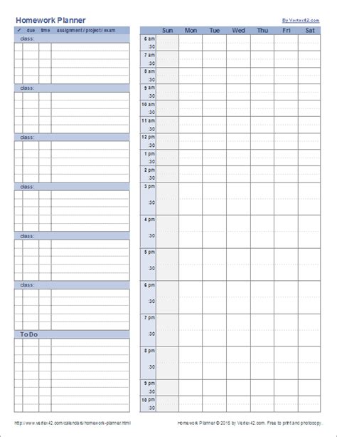 homework agenda printable   printable templates