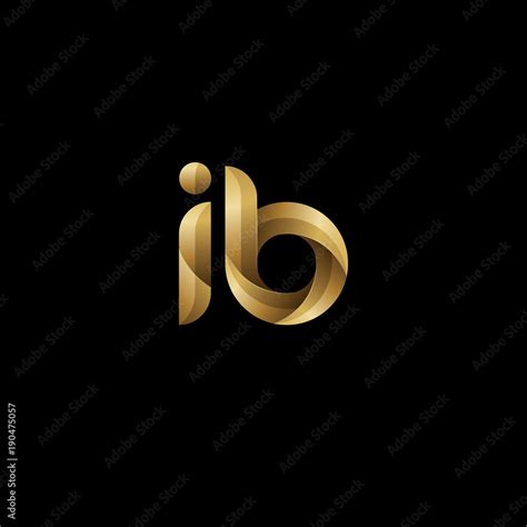 initial lowercase letter ib swirl curve rounded logo elegant golden