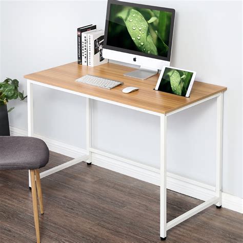 fitueyes writing desk  slotwood  metal study computer desk