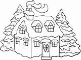 Christmas House Coloring Snow Pages Clipart Covered Houses Xmas Snowy Color Pole North Applique Cliparts Colouring Patterns Embroidery Drawing Winter sketch template