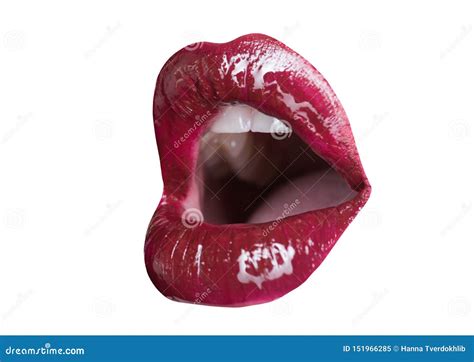 sensual glossy lips beautiful shiny lipstick female cosmetics open