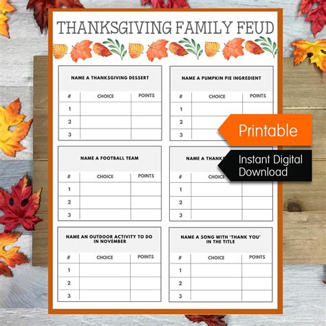 thanksgiving family feud game printable thanksgiving party etsy
