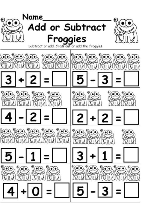 addition  subtraction worksheet kindermomma preschool