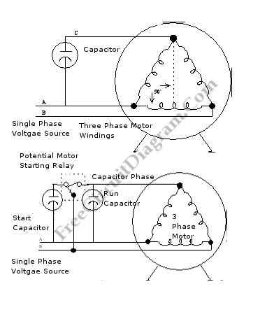 enabling  phase motor  operates  single phase supply electronic circuit diagram