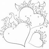 Coloriage Flames Dessin Hearts Herzen Feu Coeur Valentine Serce Kolorowanki Ausmalbilder Imprimer Coeurs Flaming Adults Colorier Srce Bojanke Serca sketch template