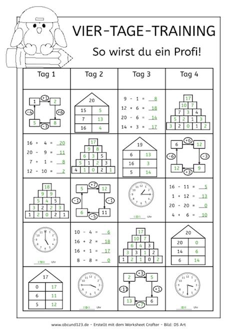 vier tage mathe training zahlenraum bis