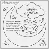 Twinkle Star Little Colouring Pages Nursery Rhymes Song Coloring Rhyme Kids Lyrics Preschool Made Book Mama Baba Baby Shower Decorations sketch template