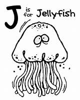 Jellyfish Alphabet Haiwan Mewarna Designlooter Coloringhome Rakan sketch template