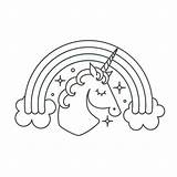 Unicorn Outline Template Rainbow Printable Coloring Cute sketch template