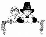 Pilgrim Coloring Pages Pilgrims Cartoon Thanksgiving Clipart Boy Little sketch template