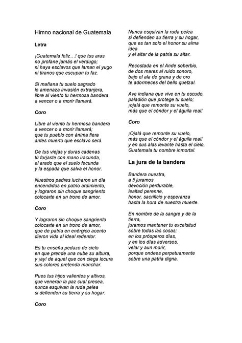 Himno Nacional De Guatemala Ciencias Sociales 1 Usac