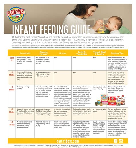 infant feeding schedule and food chart earth s best organic