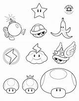 Pages Wii Coloring Getcolorings Mario Items Color sketch template