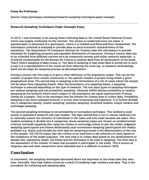 research sampling techniques paper   essay term paper