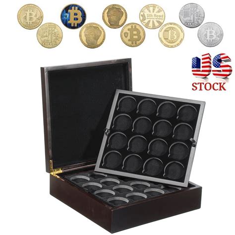 kudosale  slots wooden coin display box collection coin display case collection