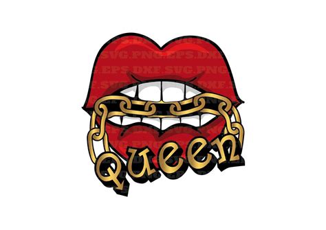 Bite Lips Gold Chain Queen Svg Lips Svg Clip Art Sexual Etsy