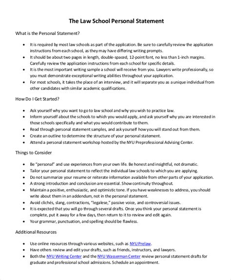 sample law school personal statement templates